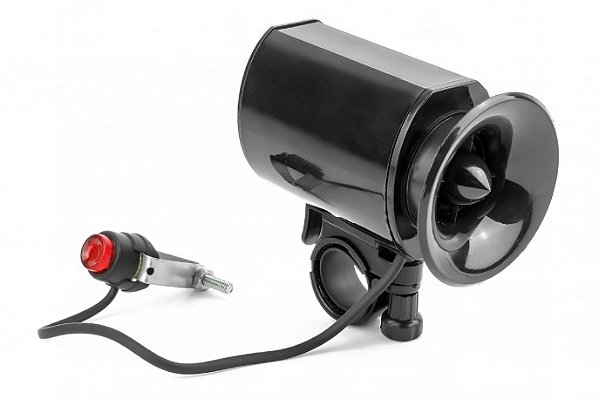 BUZINA SIRENE C/6 SONS E BATERIA. PRETO