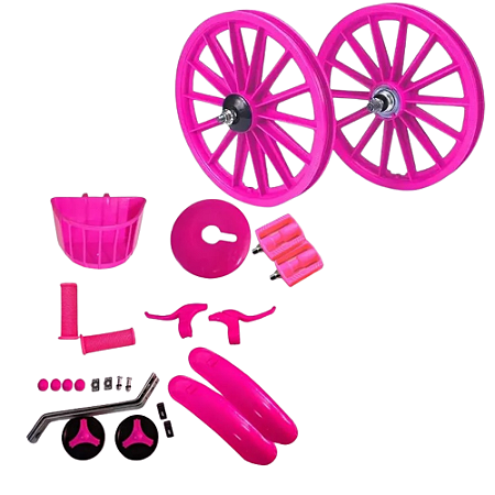 KIT MONT ARO-16 FEM PINK CESTA+RODA+ENGR COMPLETO