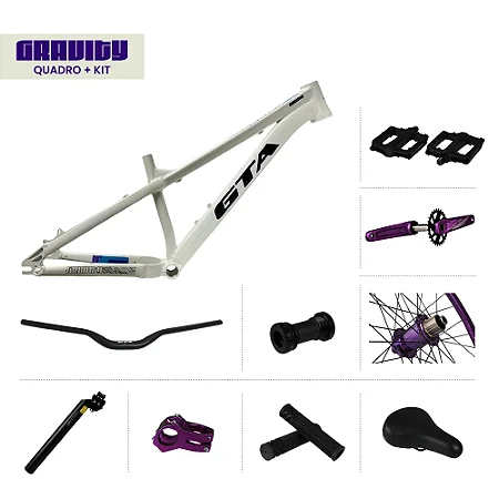 QUADRO 26 ALUM FREERIDE GRAVITY BCO + KIT RODA K-7+R LIVRE+PE DE VELA SINGLE+SELIM+CANOTE+PEDAL