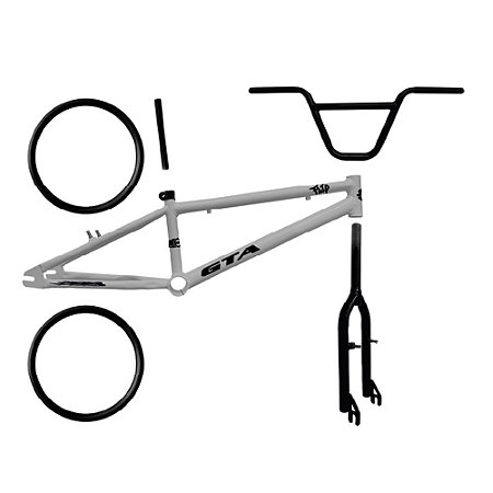 KIT BMX GTA 20 CX 2-KITS ACO. PRATA/PRETO -QUADRO+GRF+ARO+GUI+CAN-ABR