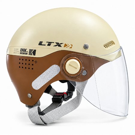 CAPACETE DE SCOOTER BEGE/MARROM T-G C/VISEIRA