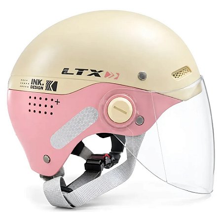 CAPACETE DE SCOOTER BEGE/ROSA T-G C/VISEIRA