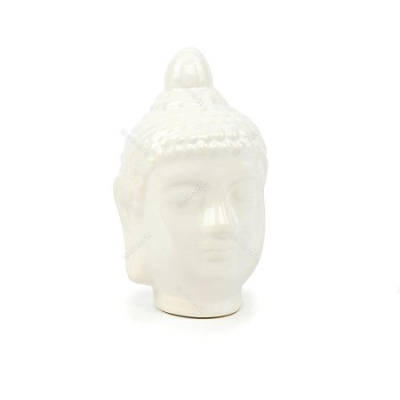 Cabeça de Buda em Cerâmica Branca