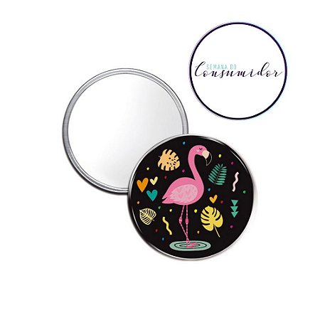 Espelho Pocket Flamingos Celebre a Vida