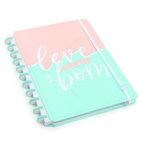 Caderno Inteligente Leve Só O Que É Bom Grande Verde e Rosa