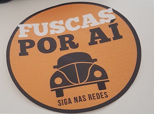 Adesivo para vidro "Fuscas Por Aí" -  redondo, cola por fora