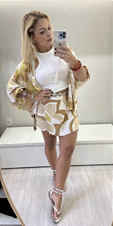kimono amarelo/nude