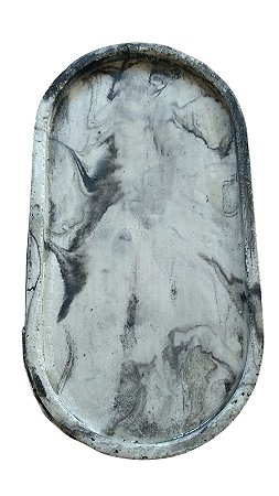 Bandeja decorativa de cimento - Cinza marmorizado