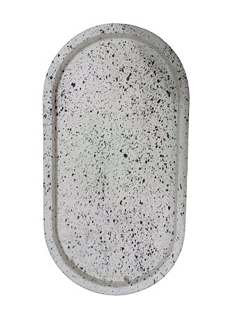 Bandeja decorativa de cimento - Branca com respingo preto