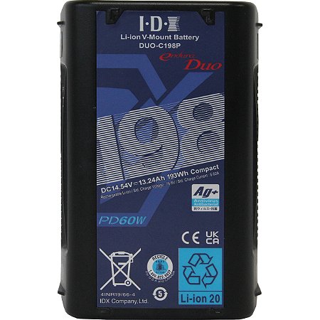 IDX DUO-C198P Bateria V-Mount de Íons de Lítio de Alta Carga de 193Wh com 2x D-Tap e USB-PD