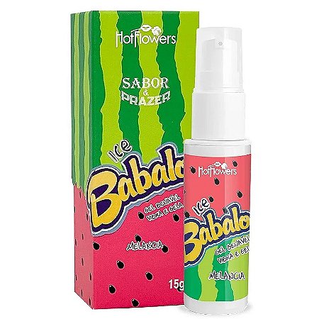 ICE BABALOO MELANCIA - GEL BEIJÁVEL VIBRA E GELA 15G - HOT FLOWERS