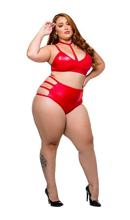 Conjunto Hot Pants Vermelho Plus Size (HotFlowers)