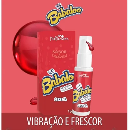 ICE BABALOO CEREJA- GEL BEIJÁVEL VIBRA E GELA 15G - HOT FLOWERS