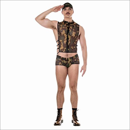 FANTASIA MILITAR - CONJUNTO TÁTICO MASCULINO - HOT FLOWERS