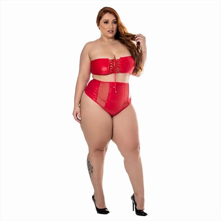 CONJUNTO SEDUÇÃO PLUS SIZE - LINHA SADO - HOT FLOWERS