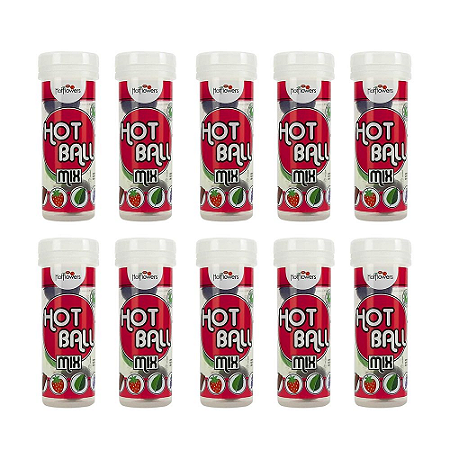 HOT BALL MIX BEIJA MUITO (4 und. Menta, Chocolate ,Morango e Uva) Kt c/10 Und. Hot Flowers