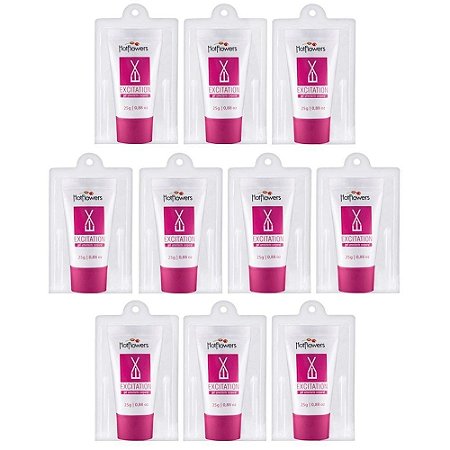 Creme Excitation (Gel Umectante Feminino 25g) - Kt c/10 Und. Hot Flowers