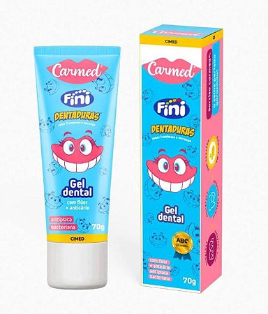 Gel Dental Carmed Fini Dentaduras (70g) - Sabor Framboesa e Morango