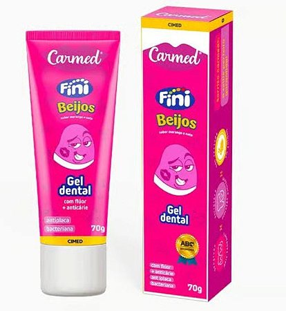 Gel Dental Carmed Fini Beijos Sabor Morango e Nata (70g)