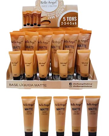 BASE LÍQUIDA MATTE BELLE ANGEL 30ml 5 TONS DE PELE