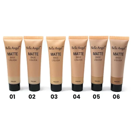BASE LÍQUIDA MATTE BELLE ANGEL 30ml 5 TONS DE PELE