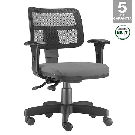 Cadeira Giratória Executiva Zip Em Tela Ergonômica Back System NR-17 Para Escritório Crepe Cinza