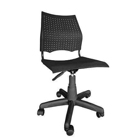 Cadeira de Escritorio Giratoria Versat Para Recepção Com Regulagem de Altura Plastico Preta