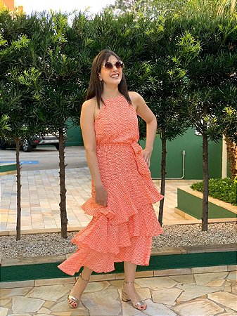 Vestido Midi Alças Tulipa Esmeral