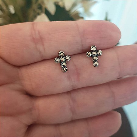 Brinco de Prata Cruz e Marcassitas