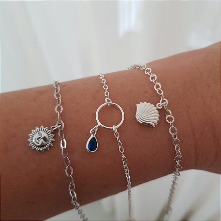 Pulseira de Prata com Pingente