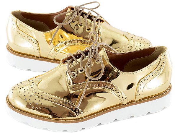 tenis oxford dourado