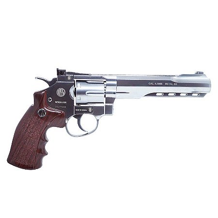 Kit Revolver 38 De Pressão Gas Co2 6 Tiros 4 Oxidado Rossi Full Metal M701  4,5mm - Wingun