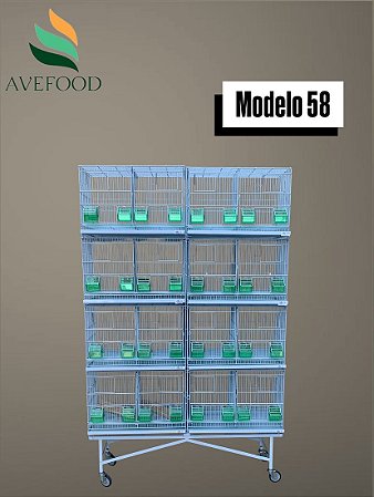 CONJUNTO 8 GAIOLAS AVEFOOD MOD 58 COM CARRINHO EM EPOXI