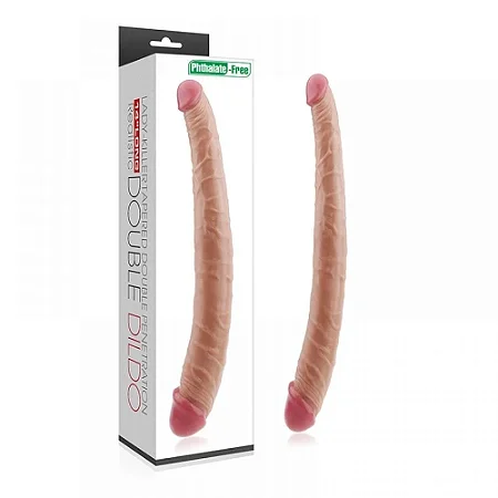 PÊNIS DUPLO VEIAS SALIENTES REALÍSTICO DOUBLE DILDO 36X3X4,3CM GENERAL IMPORT