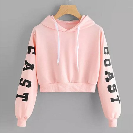 moletom cropped rosa