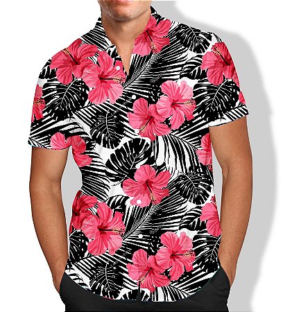 camisa social estampa floral