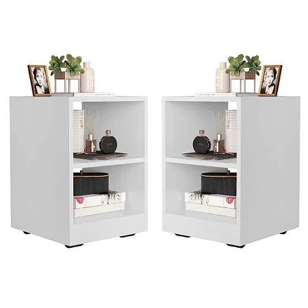 Kit 2 Mesa Cabeceira cor branca