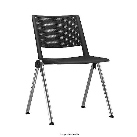 Cadeira Fixa pés em metal assento e encosto em plástico de alta resistência encosto perfurado para ventilação modelo UP