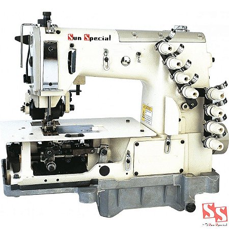 Máquina de Costura Industrial Fechadeira Plana 3 Agulhas Ponto Corrente SSTC2703 PTF