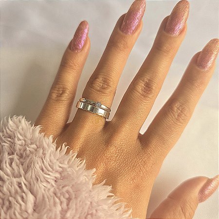 Par de aliança 4mm em Prata 925 Lisa + Gravação (COD-10)