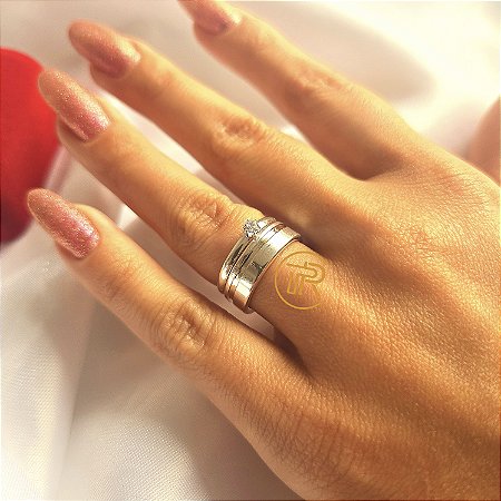 Par de aliança 6mm em Prata 925 lisa friso + Gravação (COD-504)