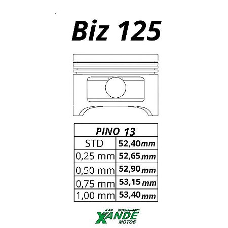 PISTAO KIT BIZ 125 ATE 2014 SMART FOX 0,50