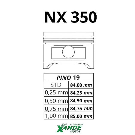 PISTAO KIT XLX 350 / NX 350 SAHARA  RIK 0,25
