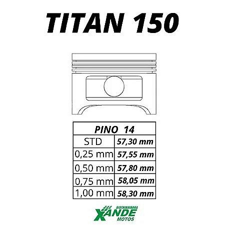 PISTAO KIT TITAN 150 TODOS OS ANOS / NXR BROS 150 2006 EM DIANTE VINI 1,75