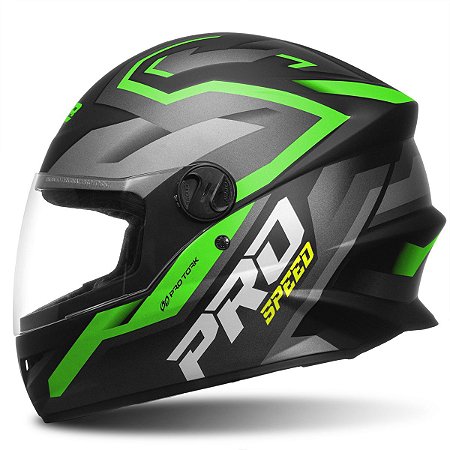 CAPACETE PRO TORK R8 PRO SPEED PRETO FOSCO/VERDE 58