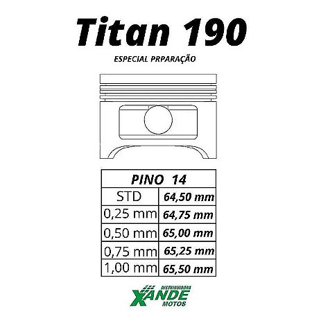 PISTAO KIT TITAN 150-160-190 [65,50MM] (PINO 14) ZAYIMA TAXADO 1,00