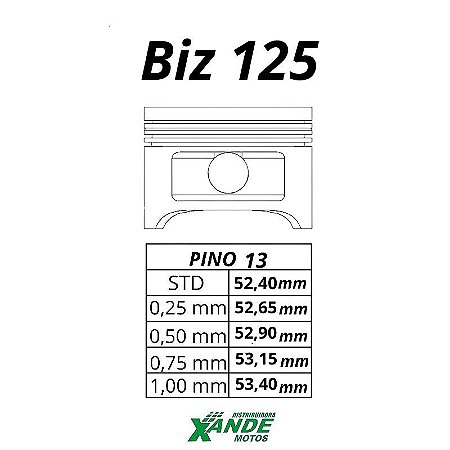 PISTAO KIT BIZ 125 ATE 2014 KMP 0,50