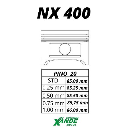 PISTAO KIT NX 400 FALCON  KMP/ RIK 1,00