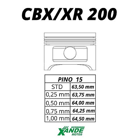 PISTAO KIT CBX 200 / XR 200  METAL LEVE 1,00