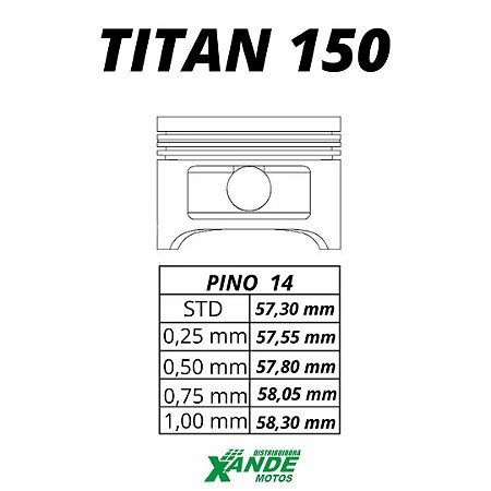 PISTAO KIT TITAN 150 TODOS OS ANOS / NXR BROS 150 2006 EM DIANTE VINI 4,00